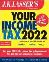 J.K. Lasser's your income tax 2022 : for preparing your 2021 tax return